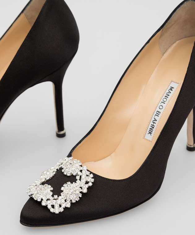 Manolo Blahnik - Черные лодочки с кристаллами HANGISI купить в Symbol