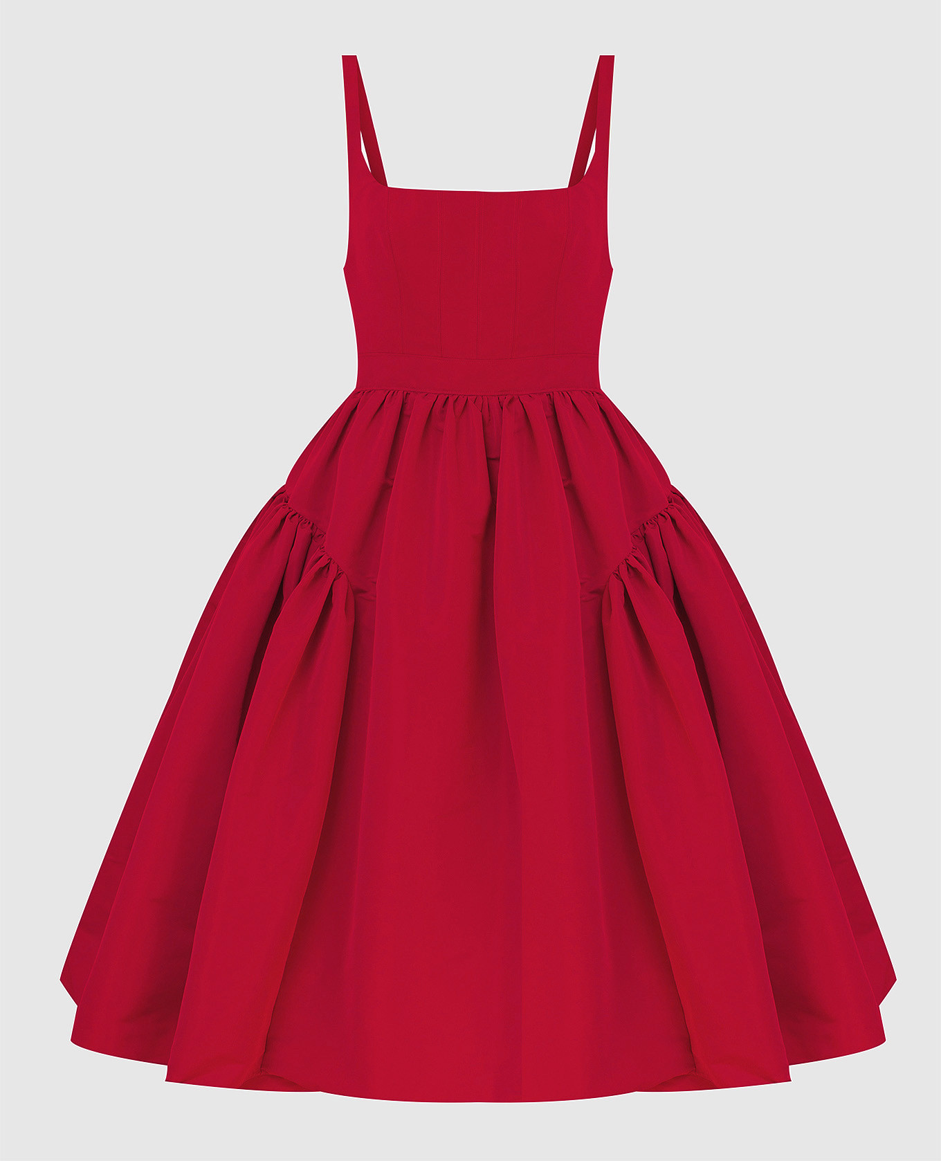 Красное платье миди с открытой спиной и объемной юбкой Alexander McQueen