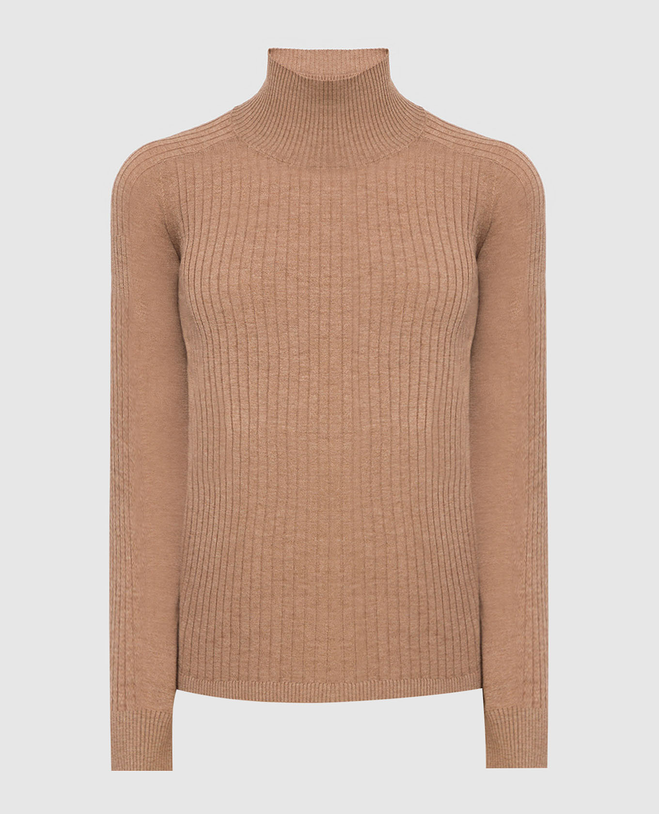 

Бежевый гольф Samovar из шелка и шерсти в рубчик Max Mara, Свитера