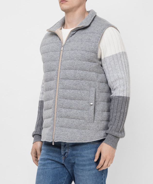 Brunello Cucinelli Сірий пуховий жилет з кашеміру M221P107 зображення 3