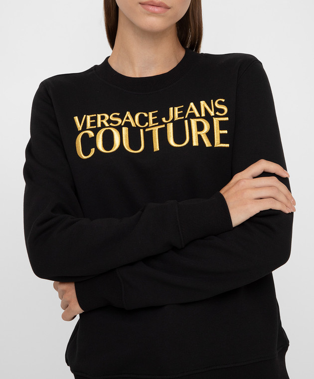 Versace Jeans Couture Черный свитшот с вышивкой логотипа 71HAIT01CF00T изображение 5