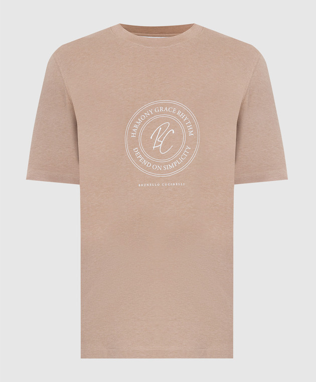 Brunello Cucinelli Бежева футболка з принтом логотипу M0T618430