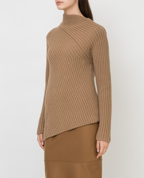 Jil Sander Темно-бежевий светр з вовни і кашеміру з асиметрією JSPT751054WTY21318