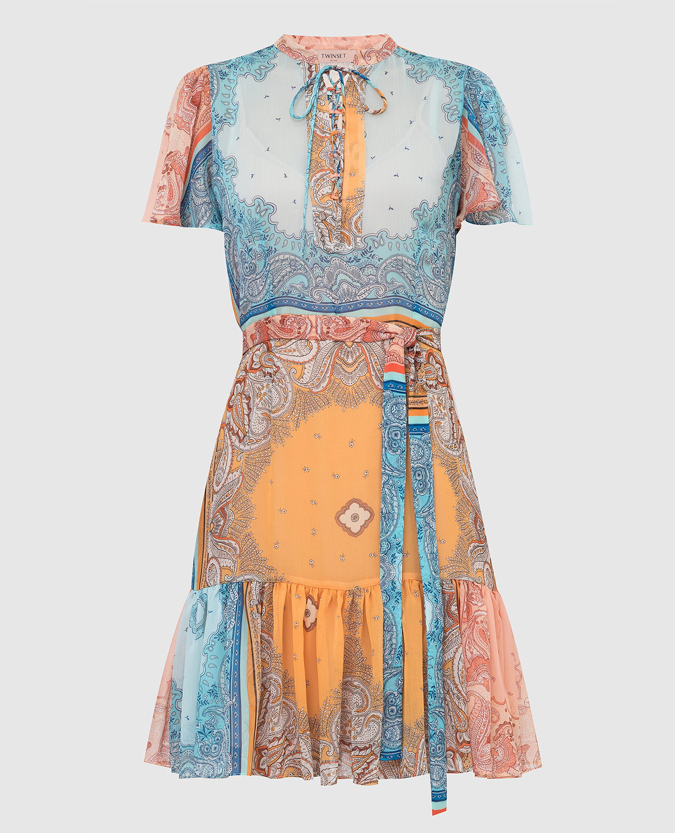 

Платье в узор пейсли с оборками, Разноцветный, Повседневные платья