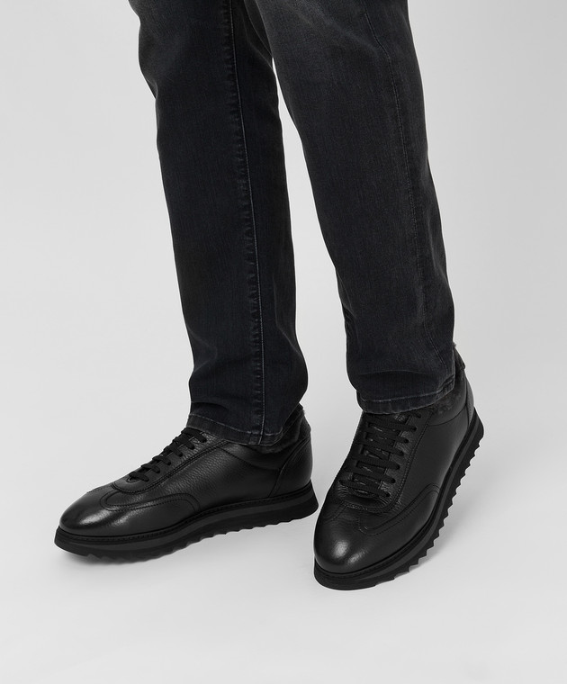 Doucal's Черные кожаные кроссовки на меху DU2880WINNUM019 изображение 2