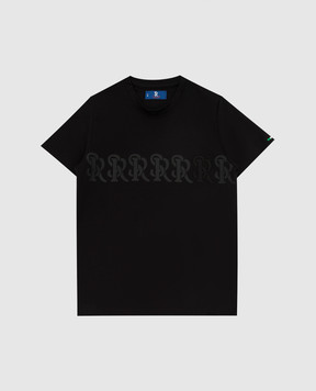Stefano Ricci Детская черная футболка с монограммой логотипа YNH1200410LUXT