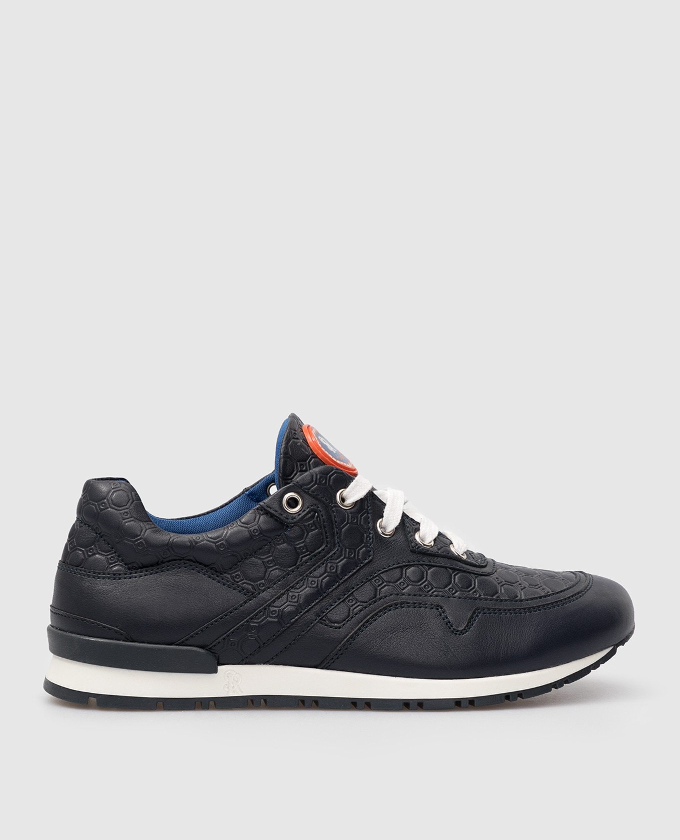 Children's Navy Blue Patterned Leather Sneakers