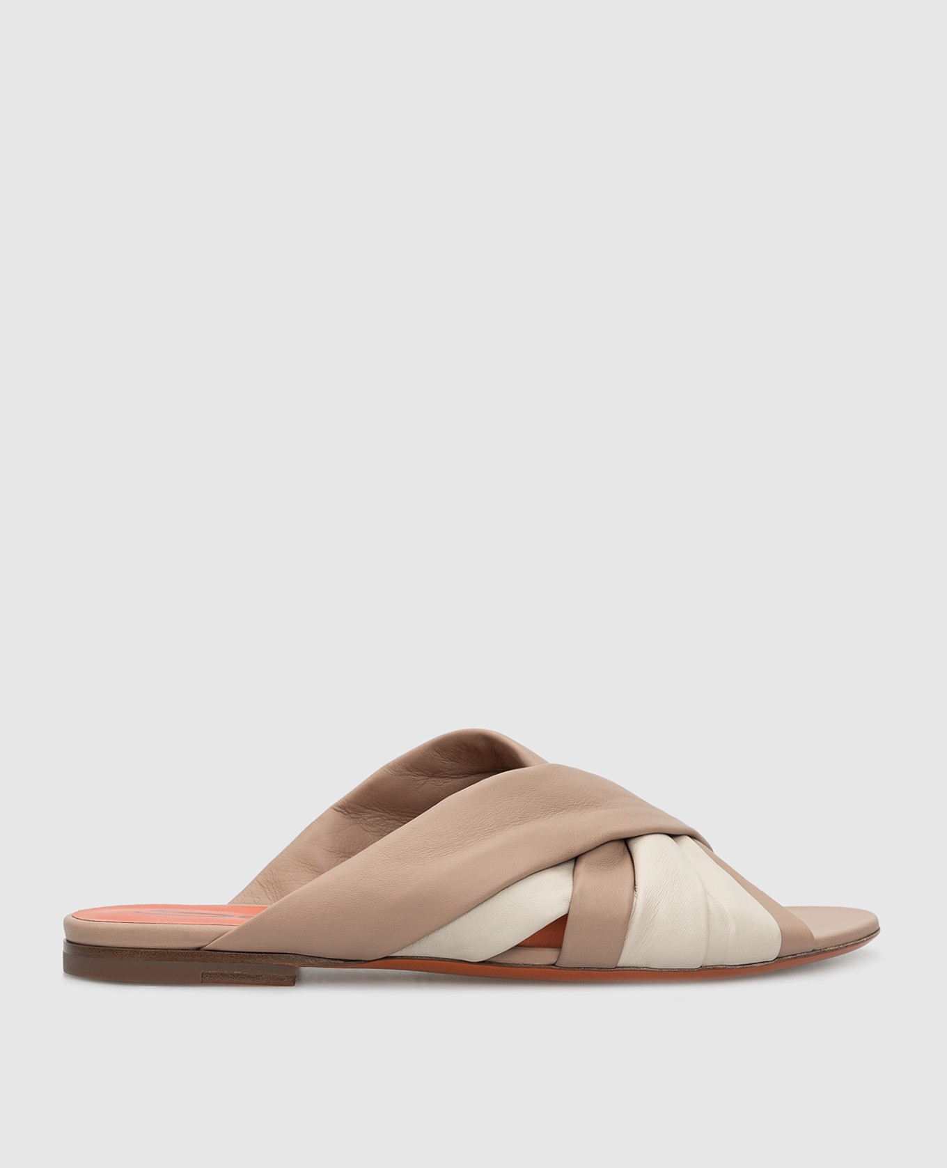 

Бежевые кожаные шлепанцы Santoni, Бежевый, Босоножки