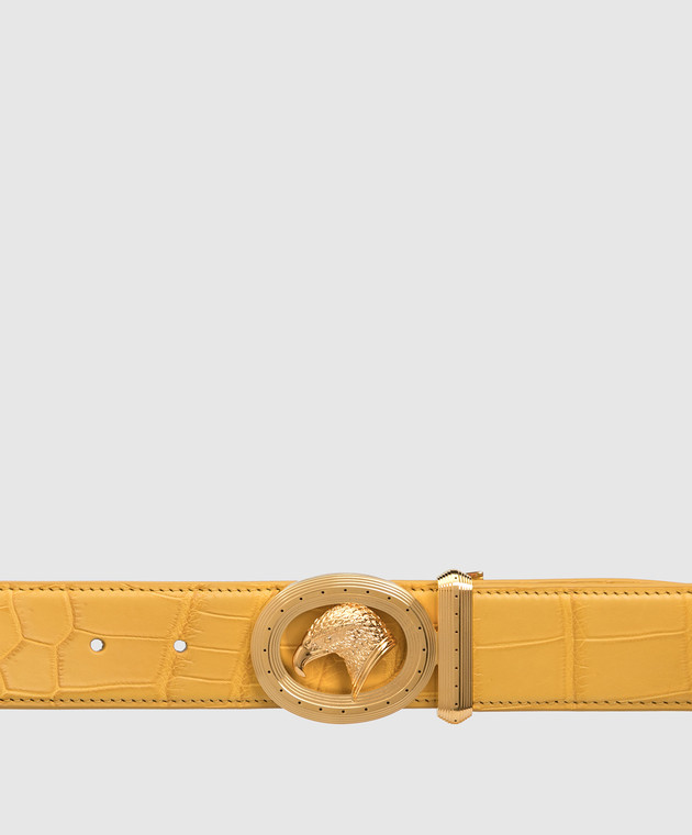 Stefano Ricci Желтый ремень ручной работы из крокодиловой кожи N401CSC543O изображение 4