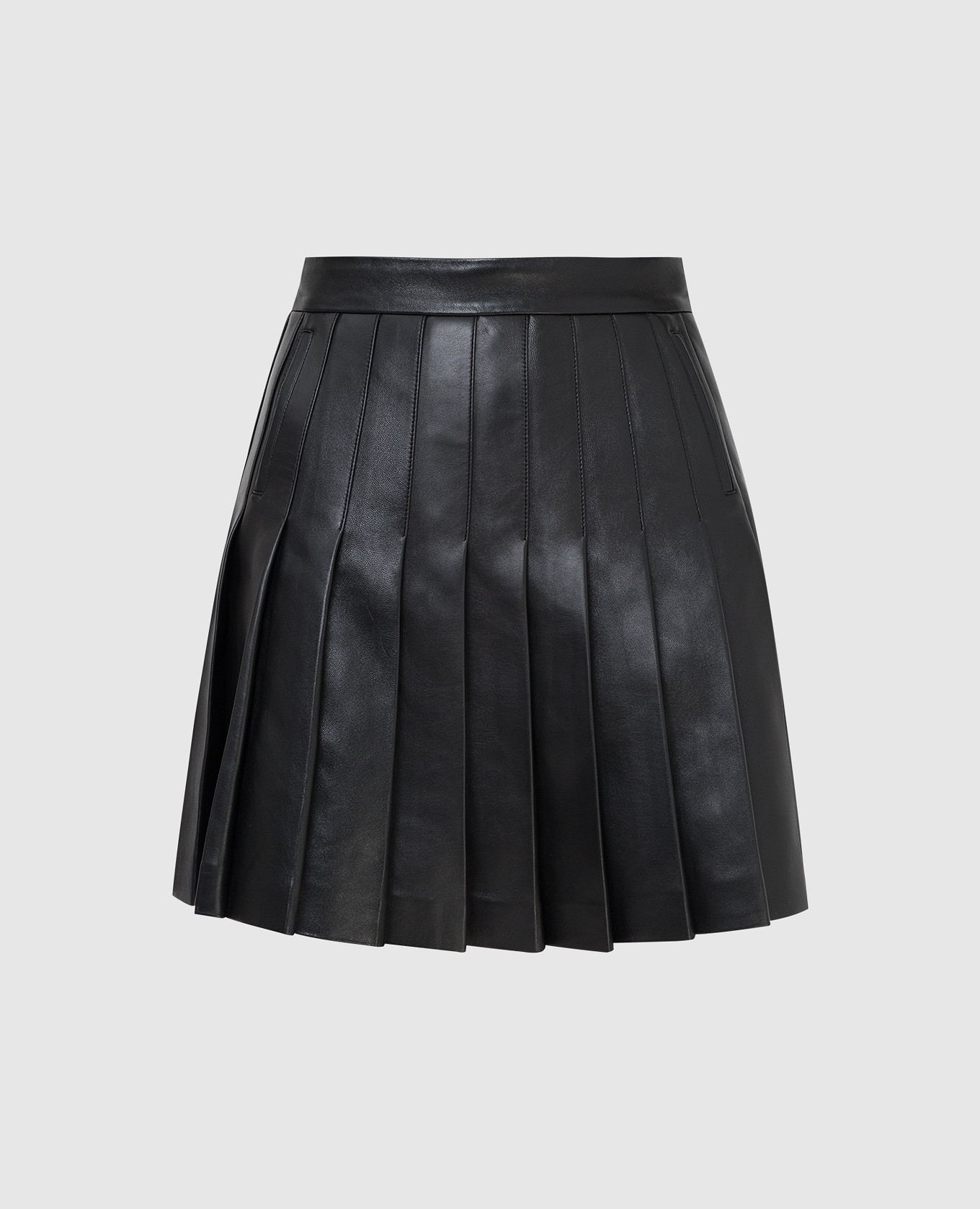 

Черная кожаная юбка-плиссе Balmain, Черный, Юбки Мини