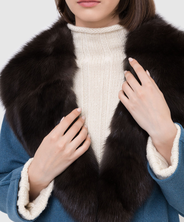 Real Furs House Пальто из кашемира с мехом соболя QSR433 изображение 5