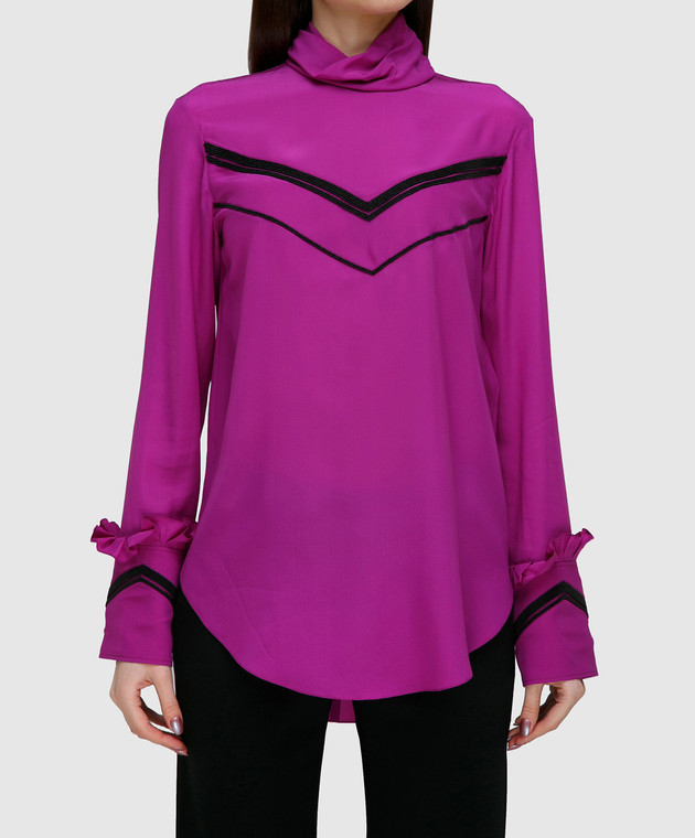 NINA RICCI Розовая блуза из шелка 17PCTO016SE0801 изображение 3