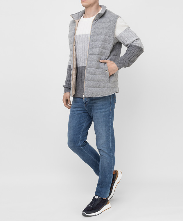 Brunello Cucinelli Сірий пуховий жилет з кашеміру M221P107 зображення 2