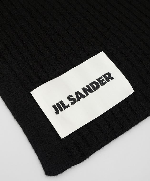 Jil Sander Чорний шарф з вовни з логотипом JSMT762027MTY20408 зображення 3
