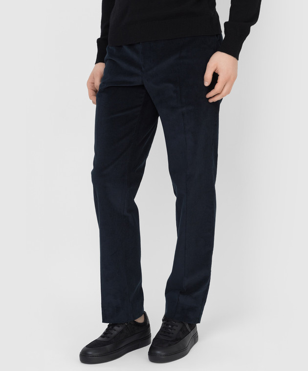 Florentino Темно-синие вельветовые брюки 221666120908 изображение 3
