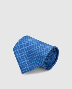 Stefano Ricci Синий шелковый галстук в узор CH41025