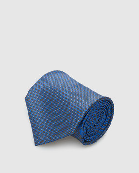 Stefano Ricci Синий шелковый галстук в узор CXDD41072
