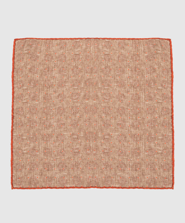 Brunello Cucinelli Светло-бежевый шелковый платок в узор MQ8470091 изображение 3