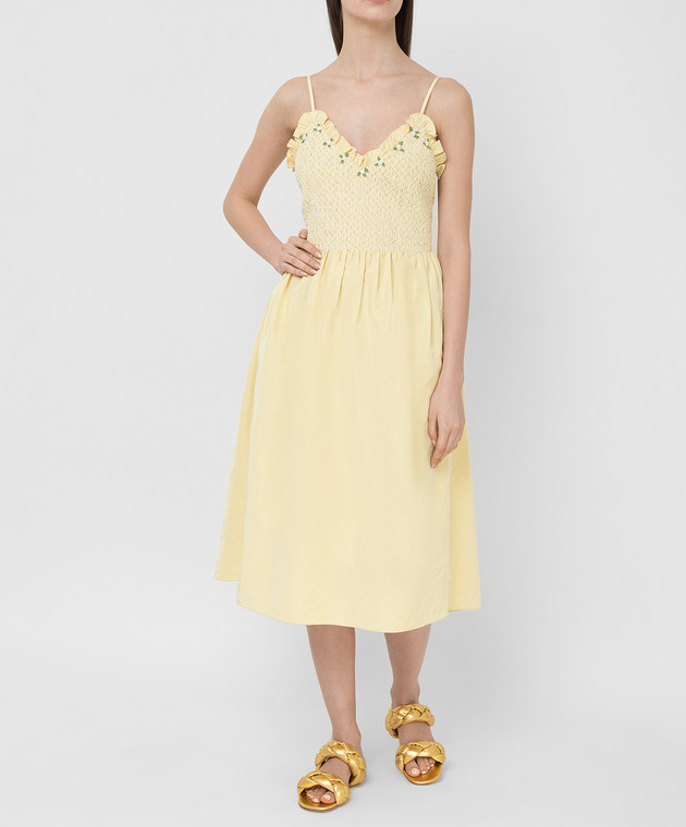 Miu Miu Желтое платье из шелка MF40541YD8 изображение 2