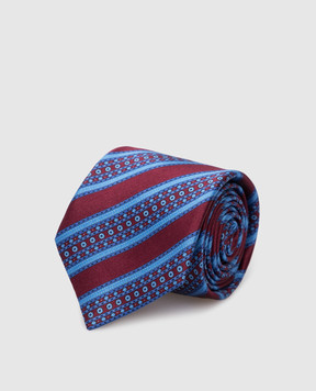 Stefano Ricci Детский шелковый синий набор из галстука и платка-паше в узор YDX29006