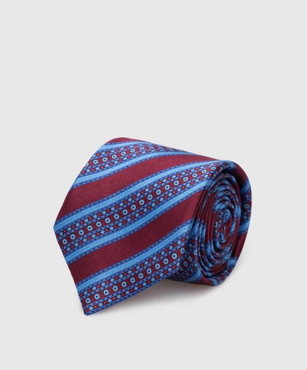 Stefano Ricci Дитячий синій шовковий набір з краватки і хустки-паші у візерунок YDX29006