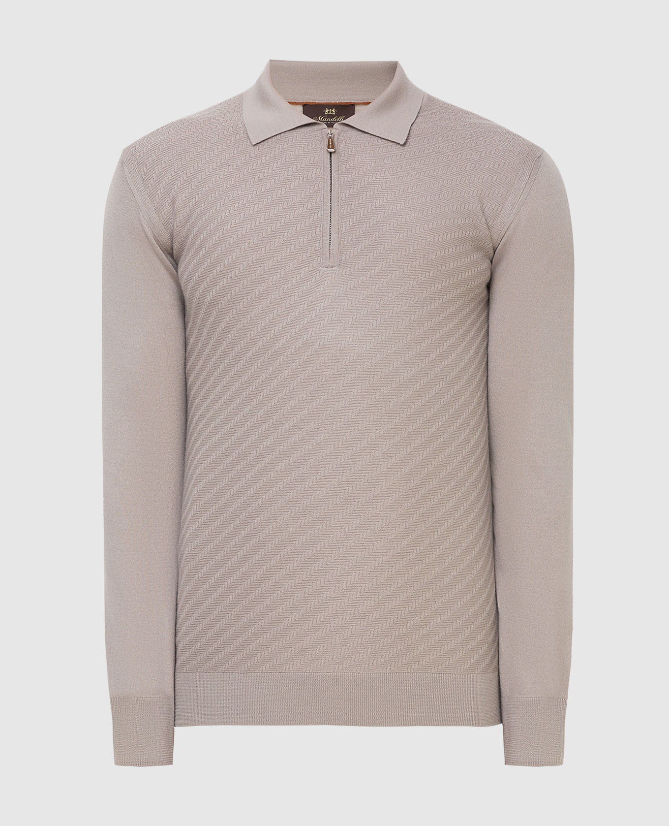 

Темно-бежевое поло из шерсти, кашемира и шелка, Бежевый, Поло