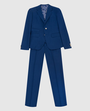 Stefano Ricci Детский синий костюм из шерсти Y1SF371900W808