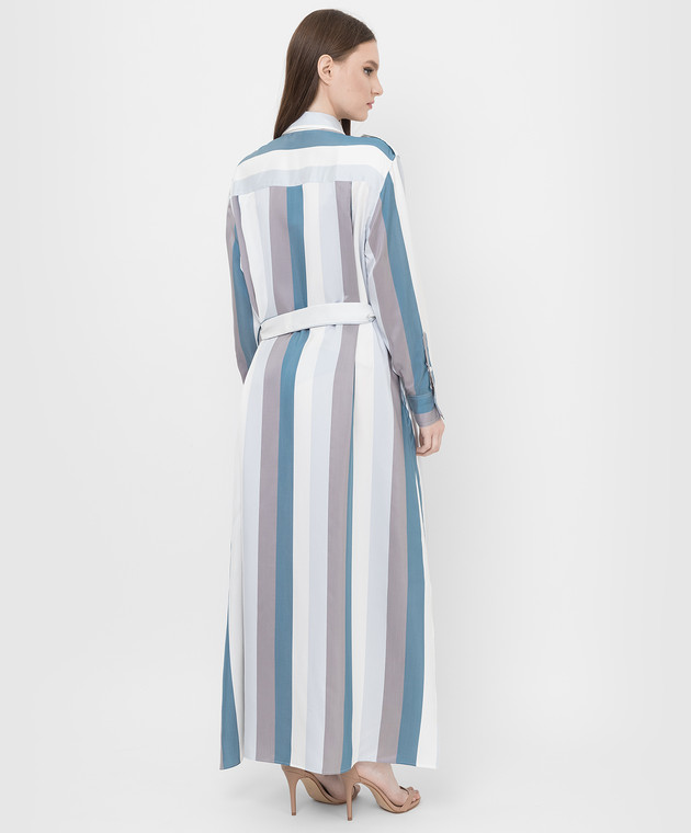Kiton Шелковое платье-рубашка в полоску с разрезами D47321K0972A изображение 4