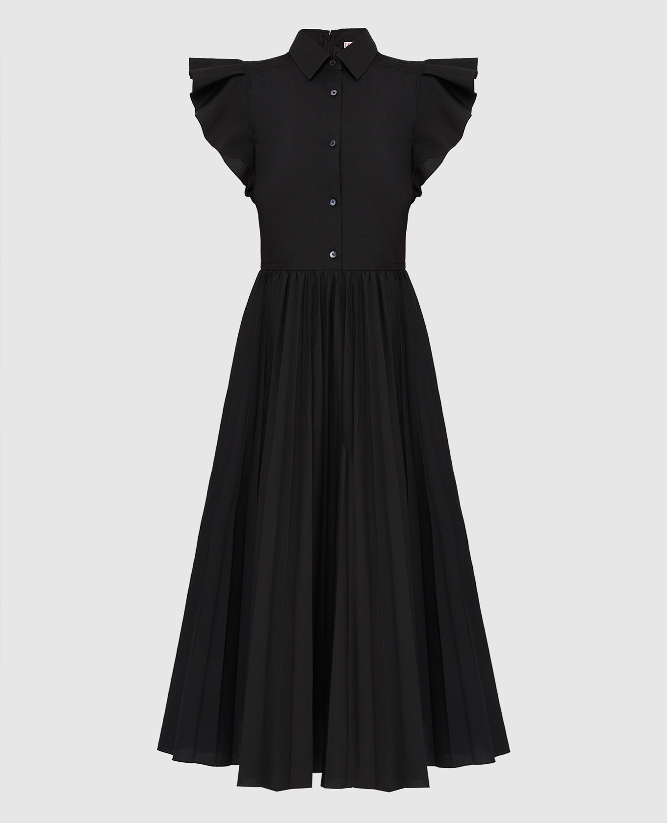 

Платье-рубашка с плиссе Red Valentino, Черный, Платья Миди