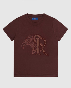 Stefano Ricci Детская коричневая футболка с вышивкой эмблемы YNH1100350803