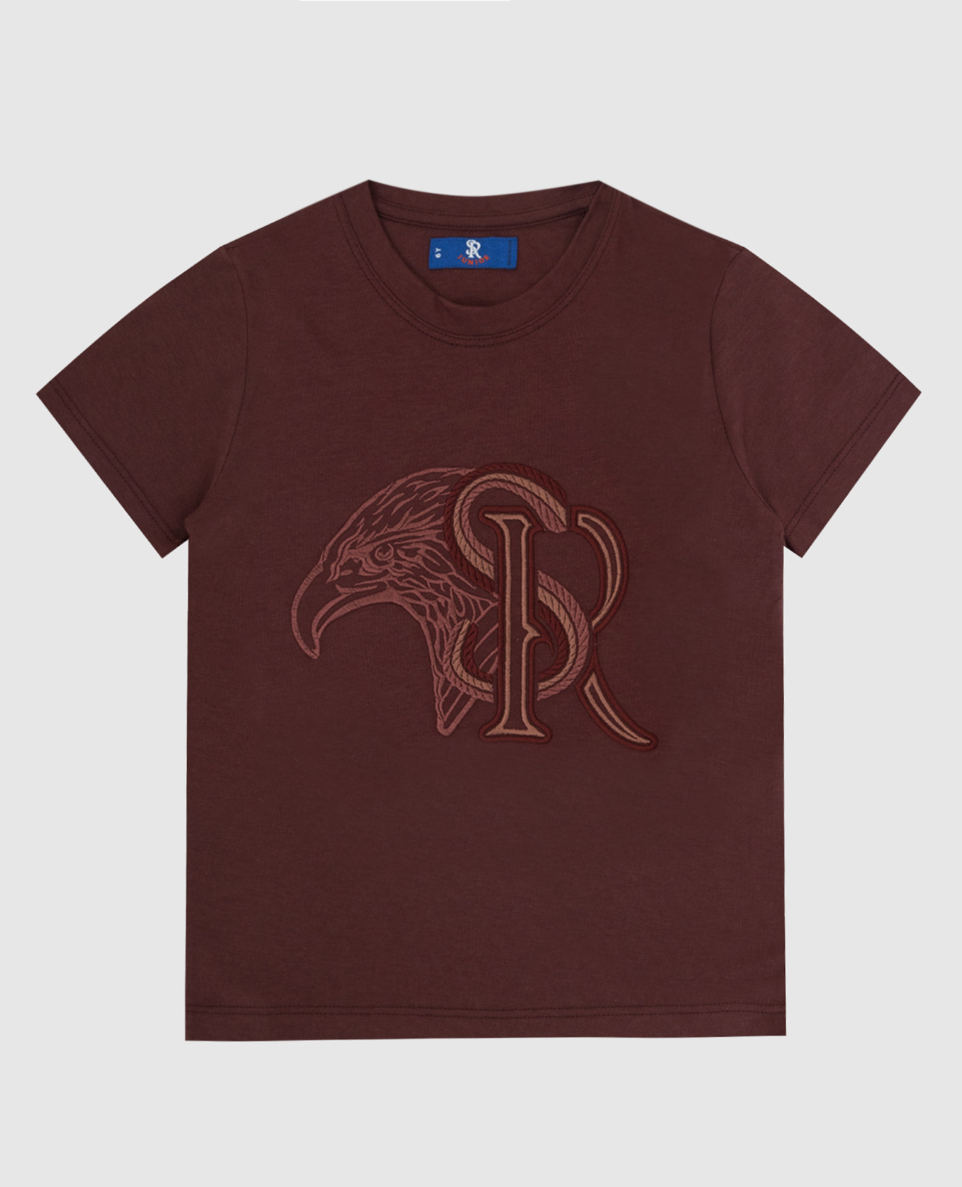 Children's brown T-shirt with logo embroidery
