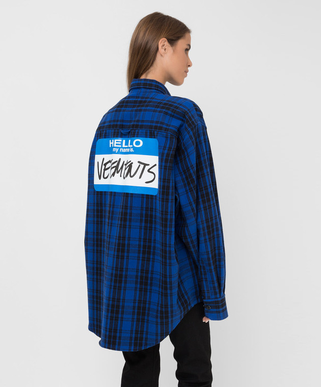 Vetements Синяя рубашка в клетку с принтом UA52SH800B изображение 4