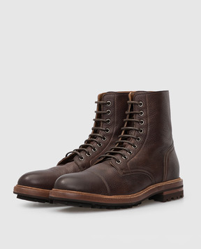 Brunello Cucinelli Темно-коричневі шкіряні черевики MZUCPAX950