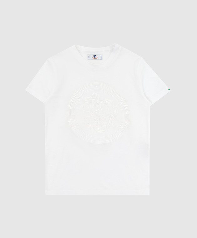 Stefano Ricci Детская белая футболка с вышивкой YNH9200050803