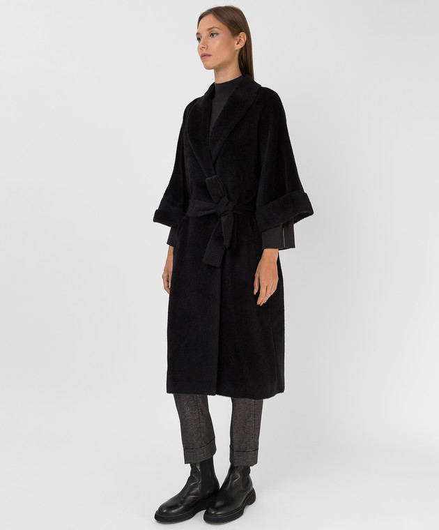 Peserico Черное пальто из альпаки и шерсти S20051A03195 изображение 3