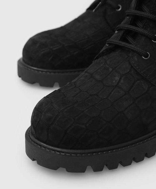 Stefano Ricci Детские ботинки из кожи крокодила на меху YRU04G8045CN изображение 4