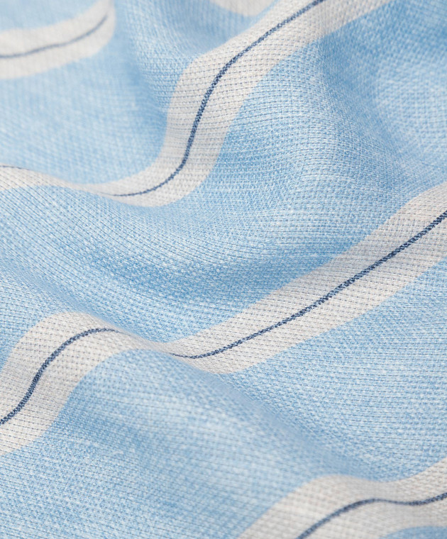 Brunello Cucinelli Светло-синий шелковый платок-паше в узор MW8870091 изображение 3