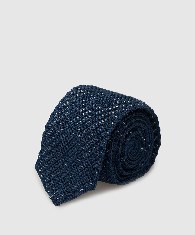 Stefano Ricci Дитячий синій шовковий галстук в візерунок YCRM3600SETA