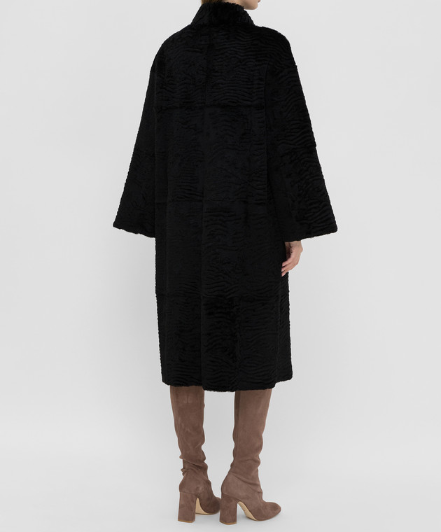 Giuliana Teso Черное пальто из меха кролика 84KA440A изображение 4