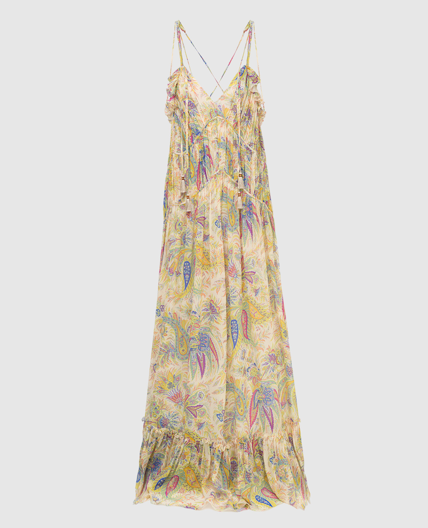 

Платье макси из шелка с узором пейсли Etro, Светло-бежевый, Платья Макси