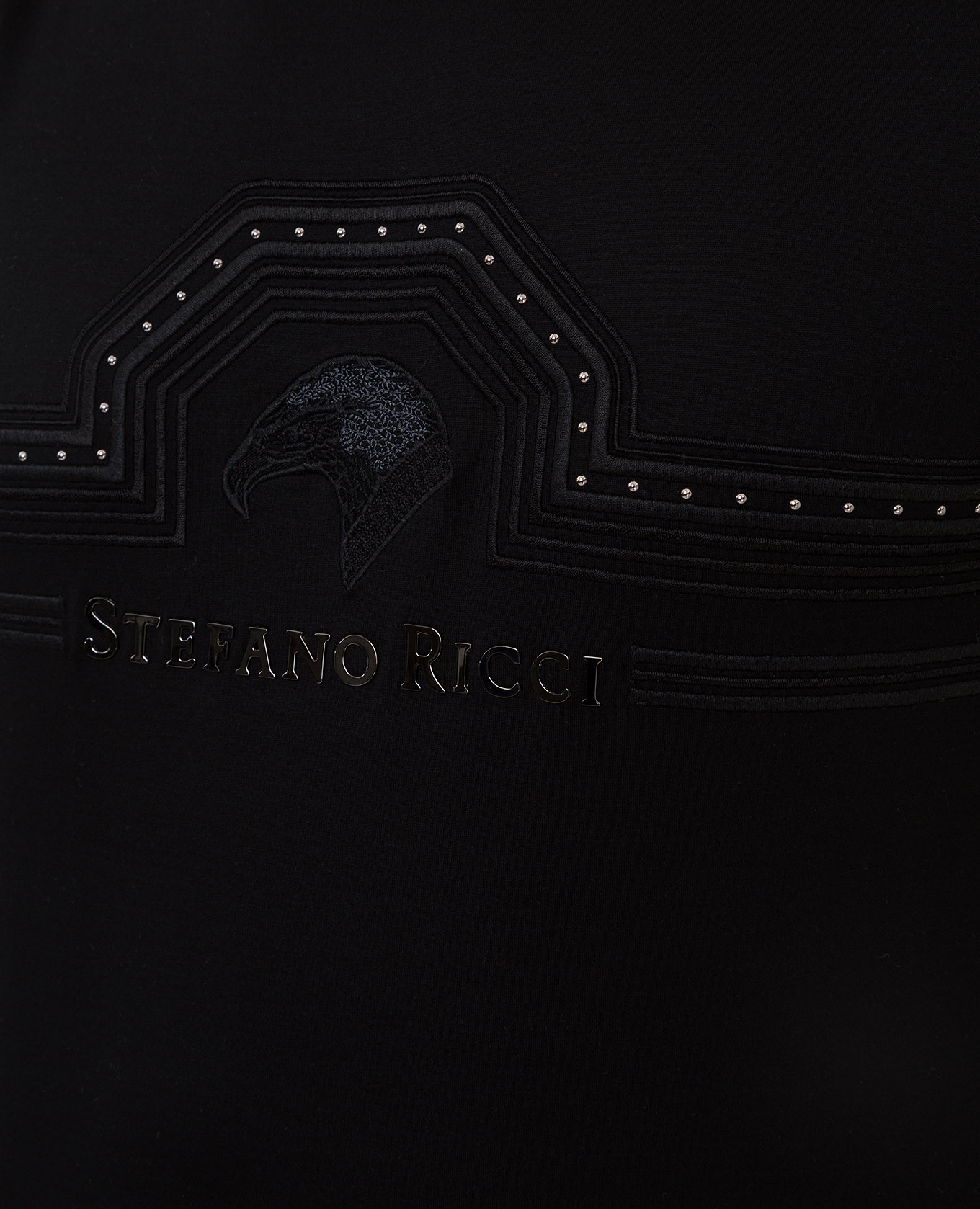 Stefano Ricci Черная футболка с вышивкой и логотипом MNH1401270TE0001 изображение 5