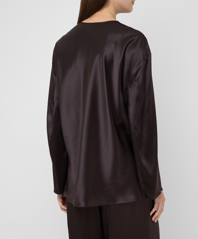 NINA RICCI Темно-коричневая блуза из шелка 20HCTO040SE1344 изображение 4