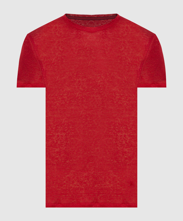 ISAIA Красная футболка из льна MC0154J0103