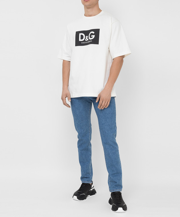 Dolce&Gabbana Біла футболка з принтом логотипу G8NG4THU7IL зображення 2