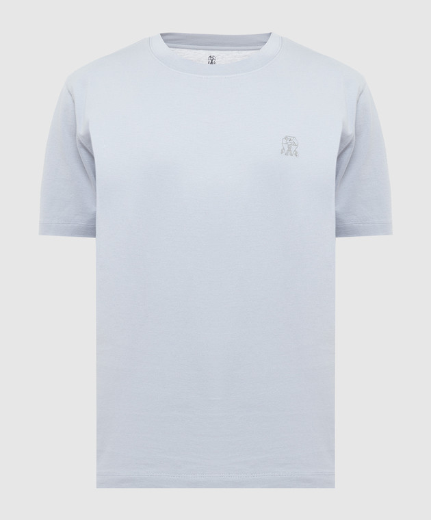 Brunello Cucinelli Голубая футболка с эмблемой M0T618440