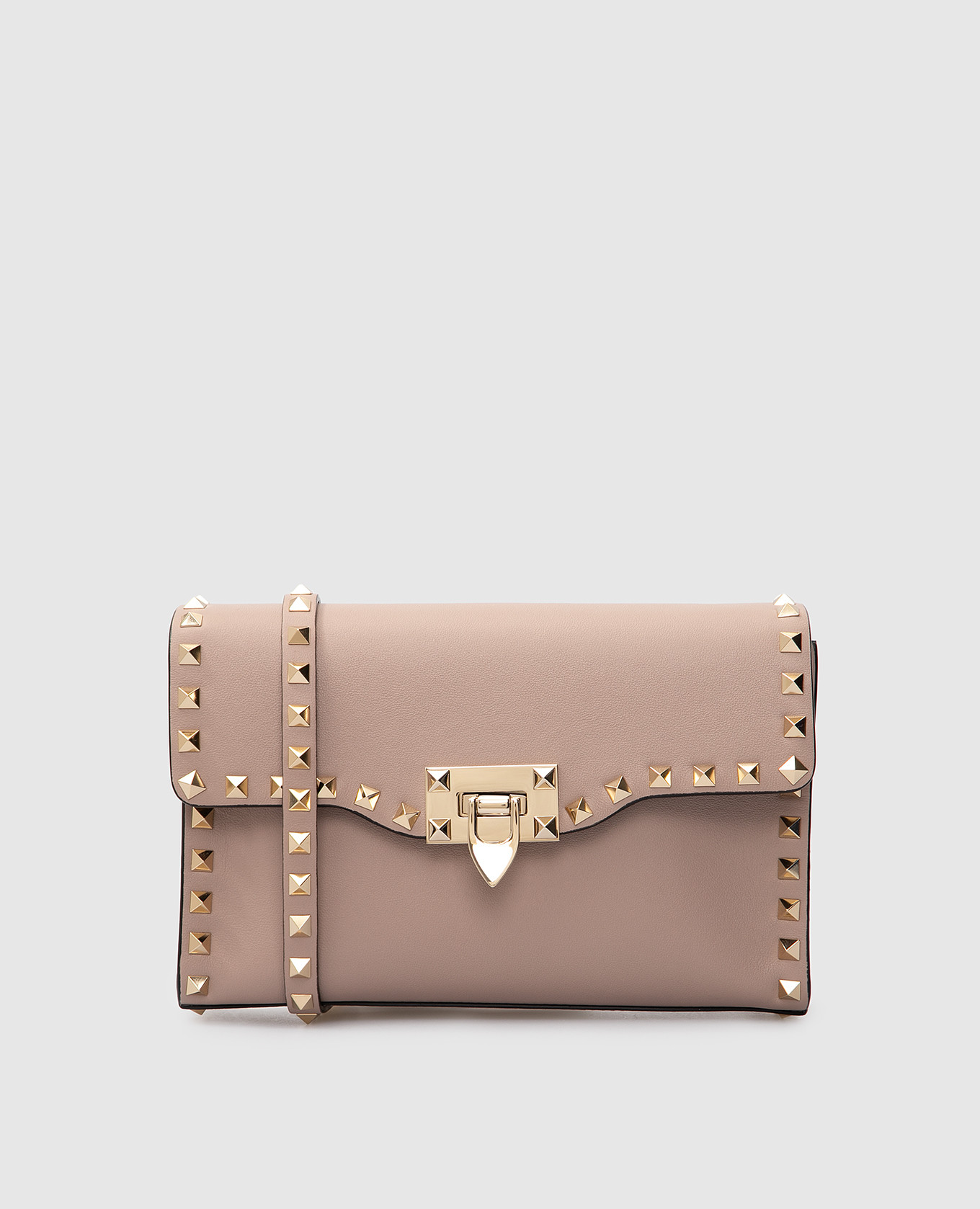 

Бежевая кожаная сумка-кроссбоди Rockstud, Белый, Сумки на плечо