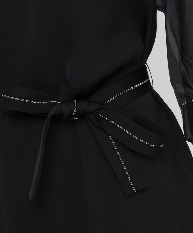 Peserico Черное платье миди с цепочками S02195AB1940 изображение 5