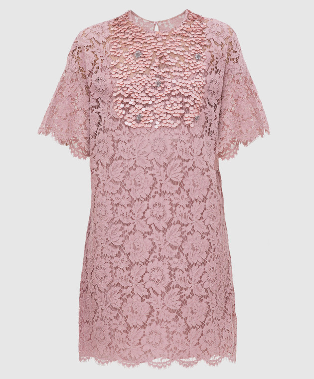 Valentino Розовое платье из кружева SB3VAMJ91EC