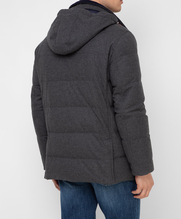 Brunello Cucinelli Темно-серая пуховая куртка из шерсти, шелка и кашемира MM4851823 изображение 4