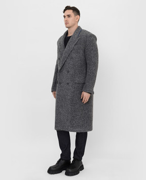 Fendi Сіре двобортне пальто з вовни альпаки FF0621AGZ6